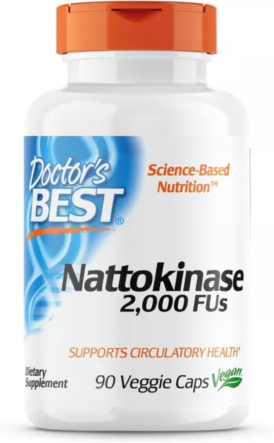 Doctor's Best Nattokinase 2000 FUs 90 Veggie Capsules, Circulatory Health, Natto