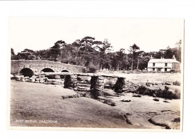 BRITISH Vintage Postcard Post Bridge Dartmoor Devon England REAL PHOTO CARD !