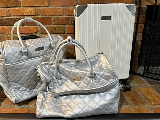 Samantha Brown Luggage 3 Pieces Set Quilted Silver & WhiteCarry On Travel