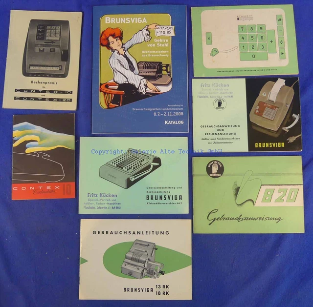 8 Contex + Brunsvi. Werbung/GA  - Rechenmaschine calculator - Saml. Weber - 1065