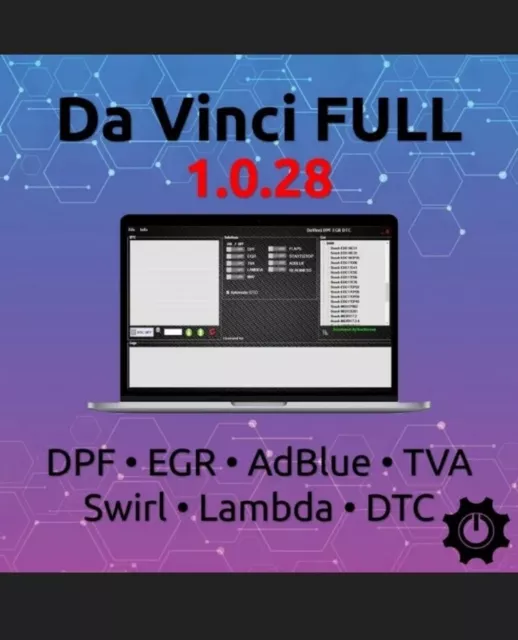 Davinci software remove Egr dpf fap adblue start stop ver.1.0.28 Full  Fast