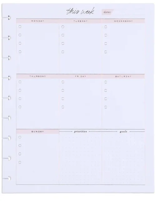 The Happy Planner MINIMALIST Classic Filler Paper - WEEKLY SCHEDULE - 24 shts