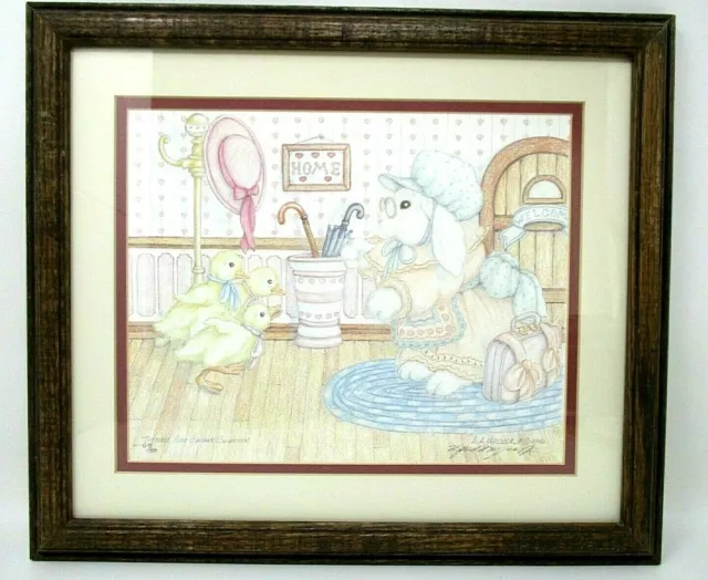 Bunny Home Sweet Home Chicks Signed Numbered Tattered Bear Co Mazzuca Framed