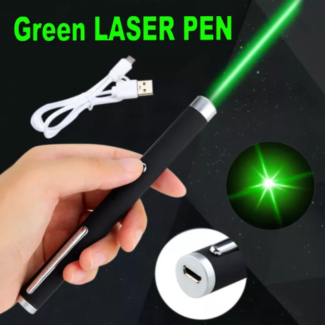 5000 METR Grün Laserpointer Reichweite EXTREM STARK / SEHR HELL 1mW USB Akku DE