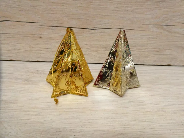 Gold & Silber Metall Vintage 3D Hochstern Weihnachten Hängedeko