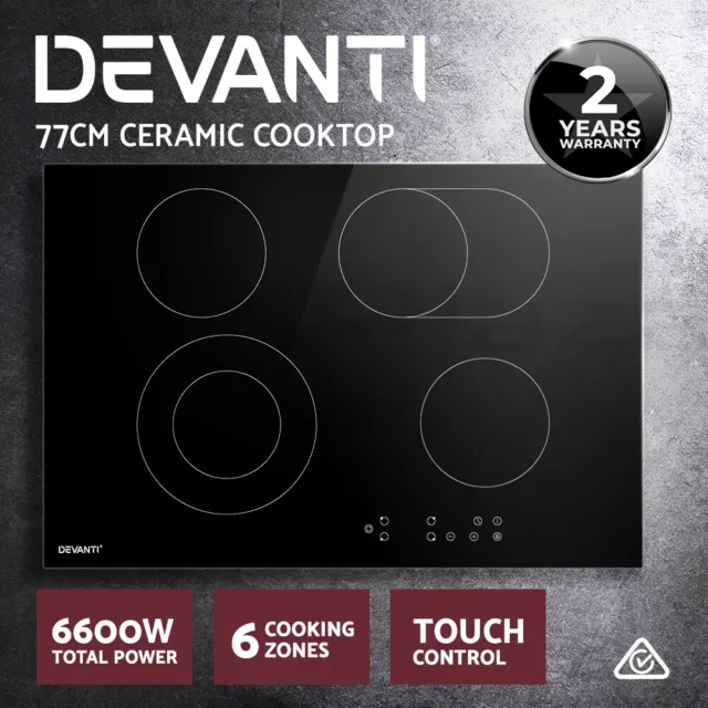 Devanti Ceramic Cooktop 77cm Electric Cooker 4 6 Burner Stove Hob Touch Control