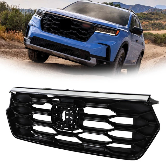 GD-AUTO Glossy Black Front Upper Grille – 2019-2022 Honda Pilot – Mesh Style W/ Trim