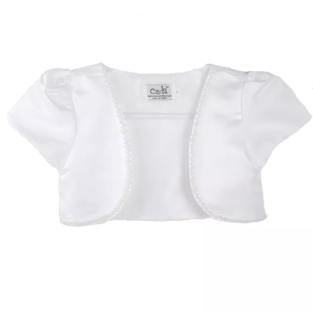 Satin Bolero available in White Pink Ivory Purple Lilac Blue 3-4 to 10-11 years