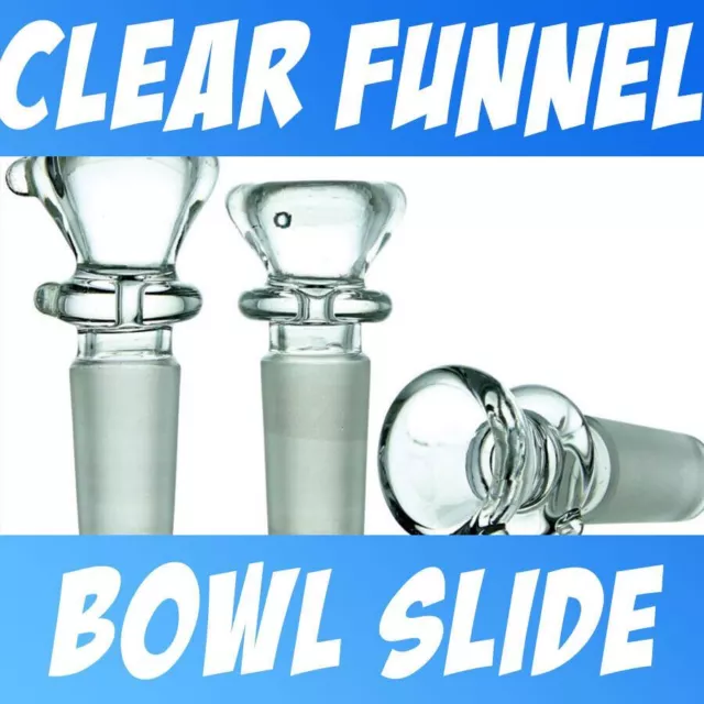 Clear Glass on Glass Slide Bowl Standard Clear Funnel Style 10-18mm