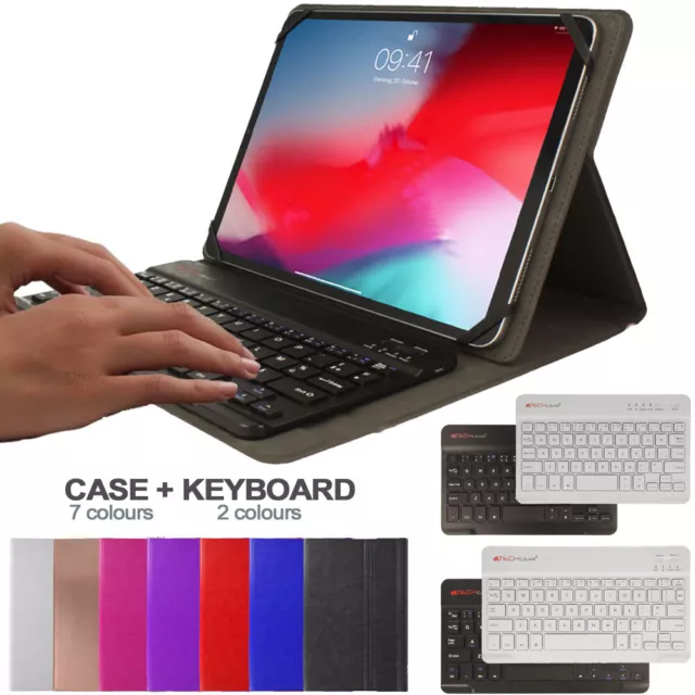 Universal Ledertasche & BT TASTATUR für 7 8 10.1 10.2 10,5 11 Zoll Tablets