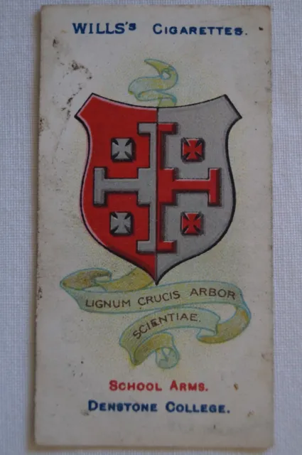 Arms of Public Schools Vintage 1906 Pre WWI Wills Crest Card Denstone School