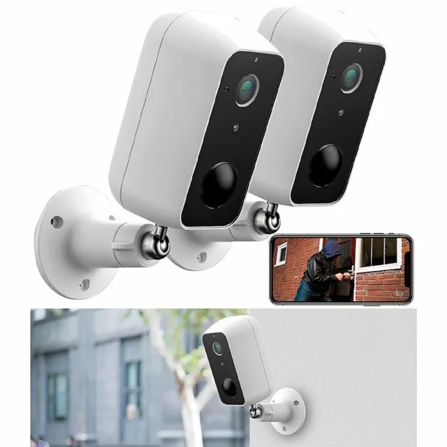 VisorTech 2er-Set Outdoor-IP-Überwachungskamera, Full HD, WLAN & App, Akku, IP65