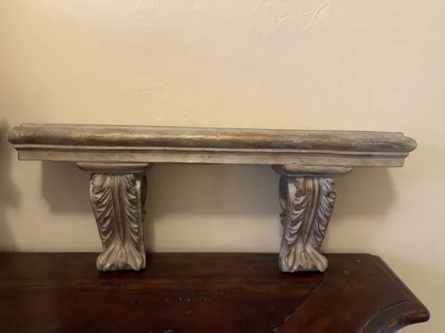 Vintage Carve Architecture  Double Corbel Wall Shelf Three Hand Corp~23 X4 X9 ML