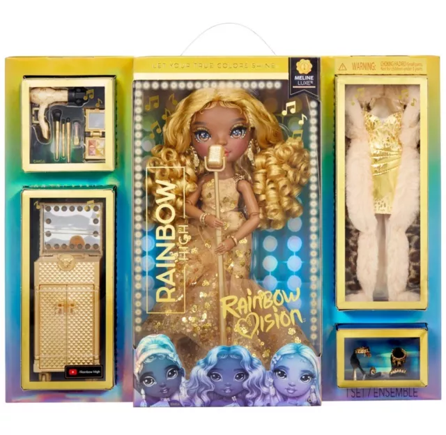 Rainbow High Rainbow Vision Divas Meline Deluxe Gold Curly Hair Fashion Doll 🎁