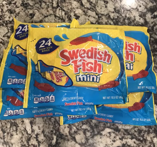SWEDISH FISH Mini Soft & Chewy , 5 Bags Of 24 Fun Size Bags Each