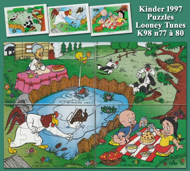 Kinder 1997, Looney Tunes série 1 K98 n77 à 80, 4 puzzles + 3 BPZ