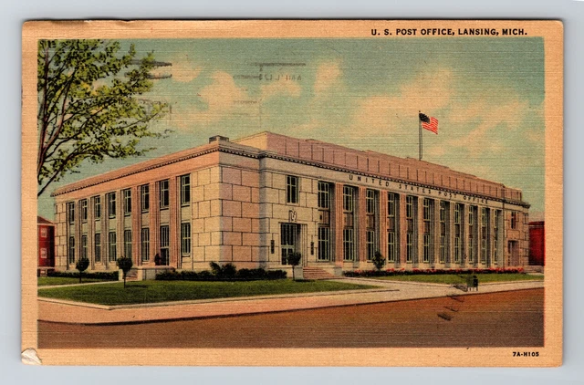 Lansing MI- Michigan, U.S Post Office, , Vintage Postcard