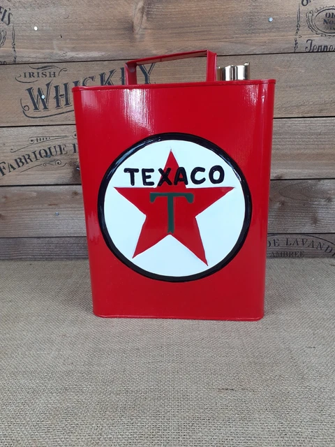 Retro vintage style Red Texaco Oil petrol can Rectangular shaped