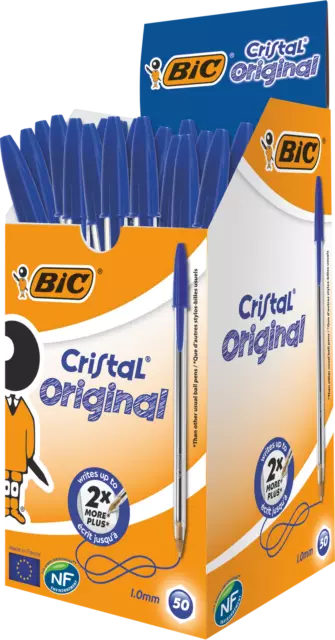 BIC Kugelschreiber Cristal Original in Blau - Strichstärke 0,4 mm, 50er Pack