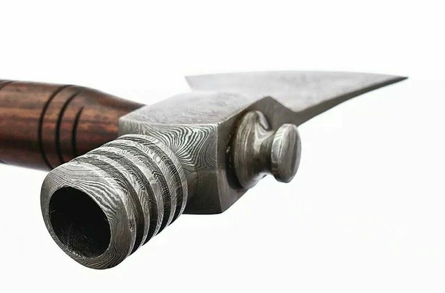 Forged Damascus Steel Axe Hatchet Tomahawk Pipe Axe Rose Wood Handle