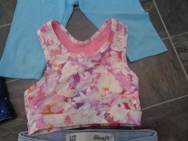 pacchetto vestiti ragazze-3-4 anni-abito maglione, gonna denim + pantaloncini, leggings + 4 top 5