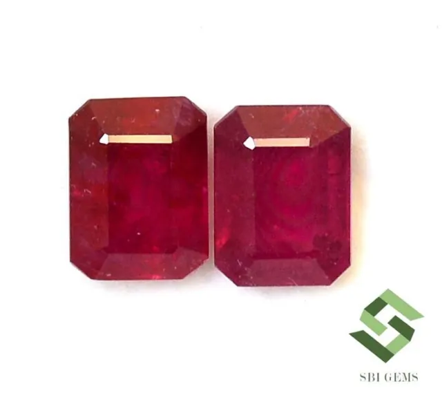 8x6 mm Natural Ruby Octagon Cut Pair 4.84 CTS Calibrated Loose Gemstones GF