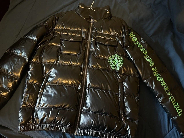 MEN S MENS CHROME Hearts Black Lime Green Puffer Jacket Size L 1 499 men-s-mens-chrome-hearts-black-lime-green-puffer-jacket-size-l-1-499