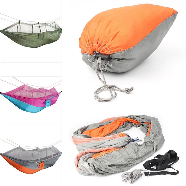 DOUBLE HAMMOCK W/MOSQUITO Net Netting Hanging Bed Outdoor Camping