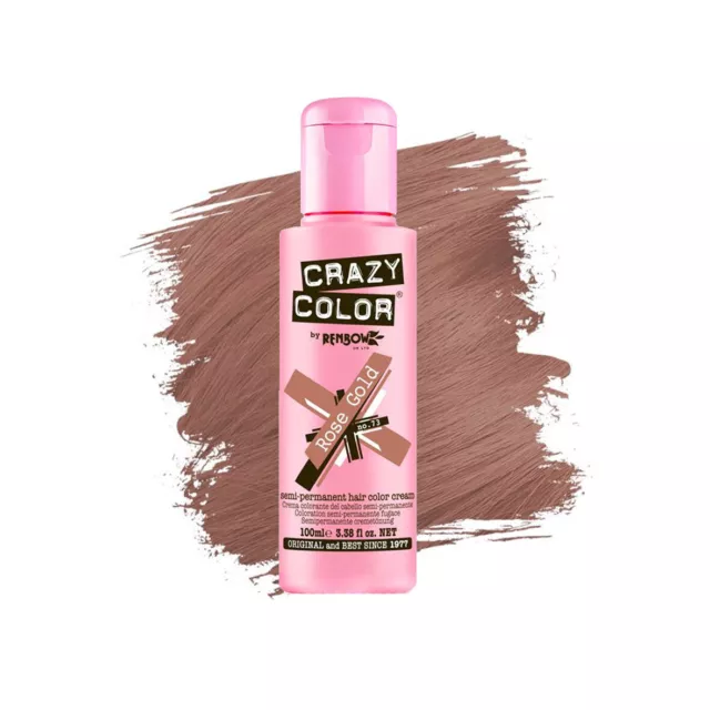 Crazy Color Semi Permanent Hair Dye- Rose Gold 100ml