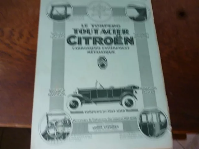 Citroen All Steel Torpedo 157 Paper Advertising ILLUSTRATION 1925