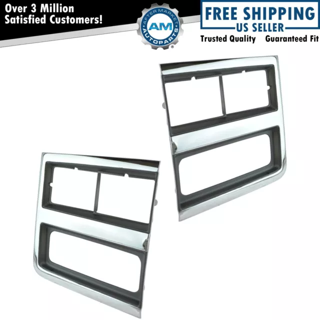 Headlight Trim Bezels Argent/Gray & Chrome Left & Right Pair Set for Chevy Truck