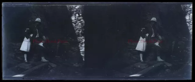 Vintage C1912 Photo NEGATIVE Stereo Glass Plate V33L22n1