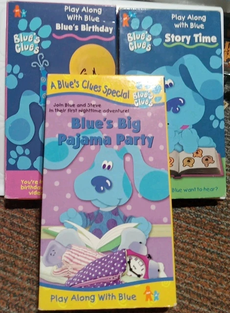 3X BLUE'S CLUES VHS Tapes Blue's Big Pajama Party Birthday & Story Time