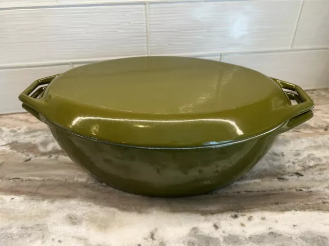 VTG  NACCO Enameled Cast Iron 02 Large Oval Shaped Green Dutch Oven & Lid 13"