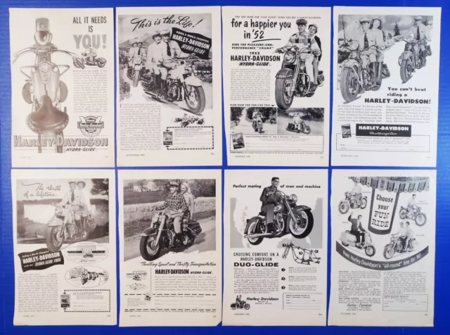 1949-59 HARLEY-DAVIDSON Duo-Glide & Hydra-Glide Tele-Glide Motorcycle Ads