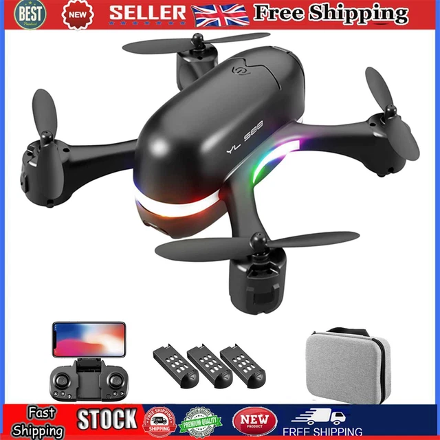 YLRC S88 Drone RC 4K Cámara Única FPV LED Cuadricóptero con 3 Baterías (Negro)