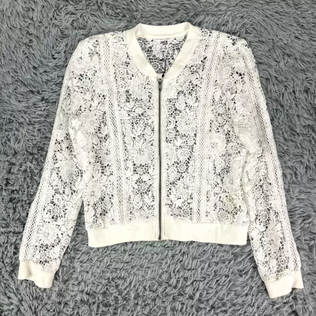 Jack By BB Dakota Full Zip Lace Crochet Jacket NWT Women's S White Sheer