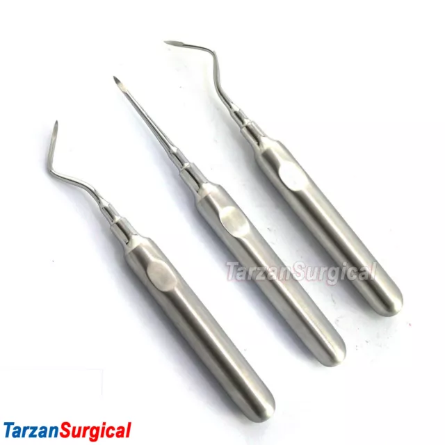 Set Of 3 Dental Root Elevators Heidbrink Oral Surgery Luxating Root Elevator