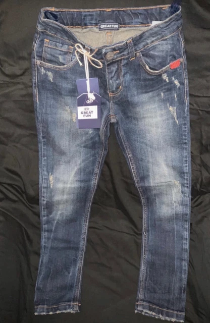 Jeans da bambino, Great Fun, colore blu, tg. 8 anni. Nuovo con etichetta