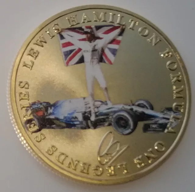 Moneta d'oro Ayrton Senna Lewis Hamilton F1 firmata Ferrari GP Monaco vecchia auto sportiva 2