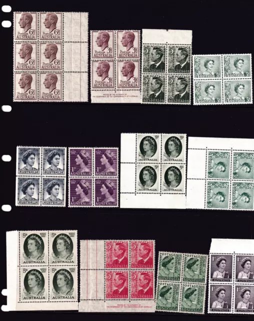 12 x MINT & MINT UNHINGED PRE-DECIMAL BLOCKS 4 INC IMPRINT (K25)