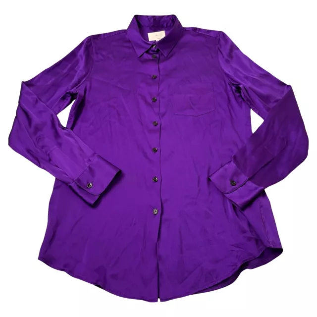 Band of Outsiders Blouse Women 2 Purple Silk Boy. Made in Italy Button