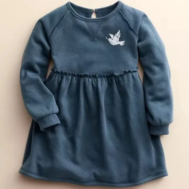 Baby Girl Little Co By Lauren Conrad Navy Dove Organic Fleece Dress