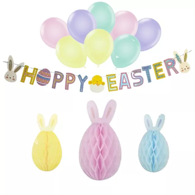 Happy Easter Balloon Banner Decorations Bunny Rabbit Egg Kids Easter Party UK