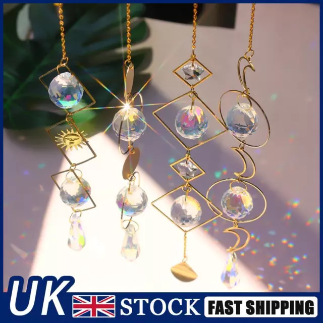 Moon Sun Ball Crystal Hanging Metal Pendant Home Garden Decor (4PCS(20-23))