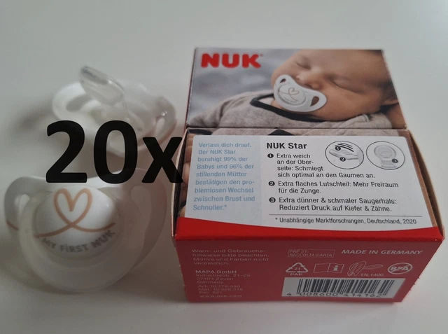 20x NUK Star Baby Schnuller NEU & OVP Neugeborenes 0-6 Monate Silikon BPA frei