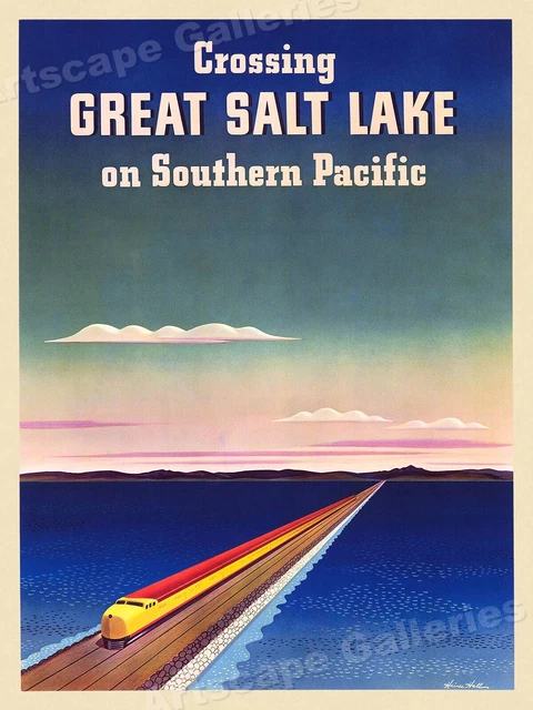 1940 Great Salt Lake Southern Pacific Vintage Style Train Travel Poster - 20x28