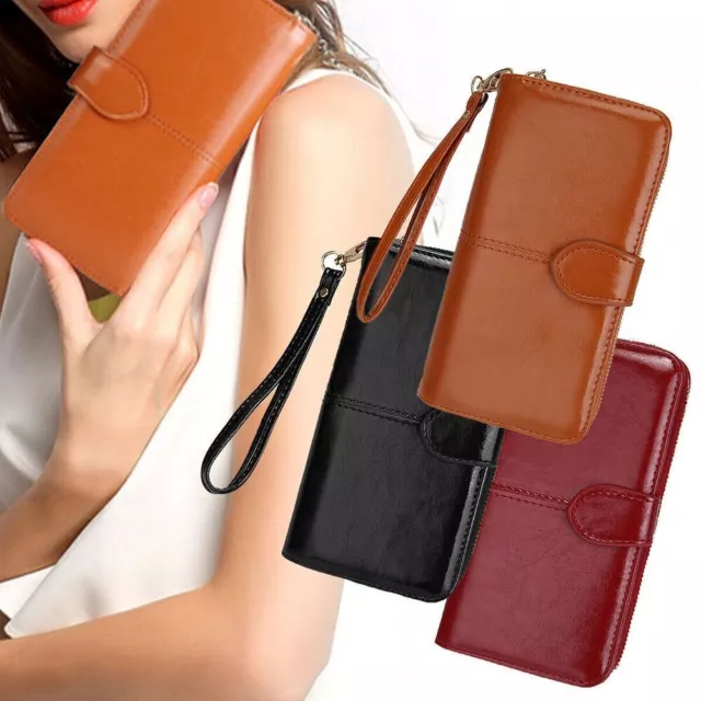 Leather Multifunction Long Clutch Purse Zipper Coin Bag Hand Bag Women Wallets