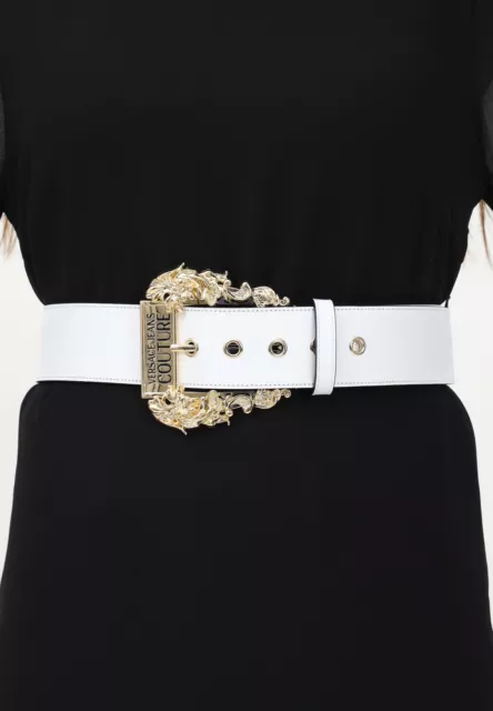 VERSACE JEANS COUTURE Cinture Donna Bianco  Cinturone bianco da donna con fibbia 2