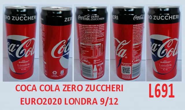 Lattina Coca Cola Zero Zuccheri Euro2020 " Londra 9/12"  Piena L691